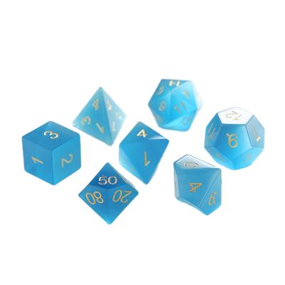 China Wholesale Light Blue Stone Factory Cats Eye Gemstone Dies For DND RPG Dungeons And Dragon Custom Engrave Dies for sale