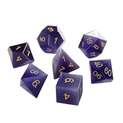 China Stone Factory Wholesale Dark Purple Cat Dice Dies Set For DND RPG Dungeons And Dragon Custom Engrave Dies for sale