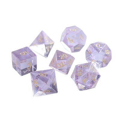 China Glass Factory Wholesale Light Purple Glass Zircon Gemstone Dies Set For DND Dungeons And Dragons RPG Game for sale