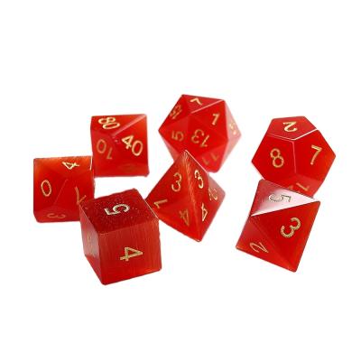 China Stone Factory Can Customize Wholesale High Quality Red Cat Eye DND Game Dice Set for sale