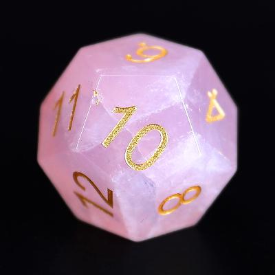 China Stone Engraved Polyhedral Rose Quartz Full-Sized Dies 16mm Set For DND Play for sale