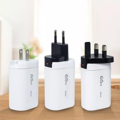 China UniversalÂ   Wholesale 65W GaN Charger 4 Plugs Type-C Mobile Phone PD 2C 1A QC3.0 USB Charger for sale