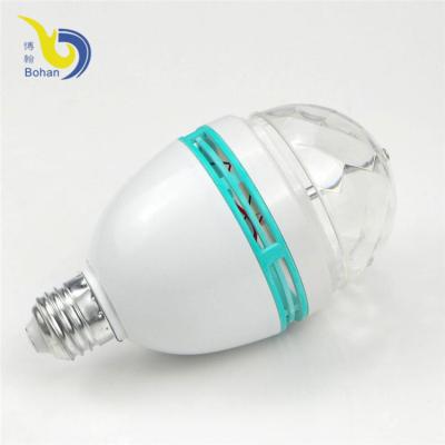 China Full Color Automatic Party 3w RGB E27 Crystal Led Rotating Bulb Light Disco Party Lamp for sale