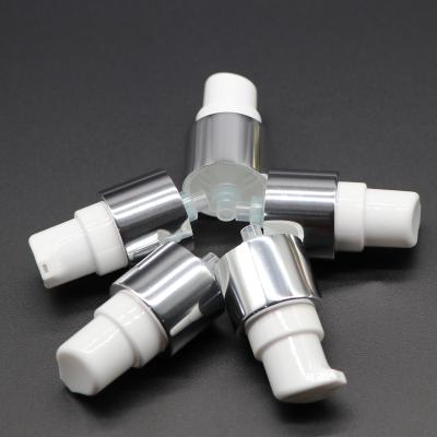 China Non Spill 20/410 Plastic Cosmetic Treatment Lotion Aluminum Silver Cream Pump for sale