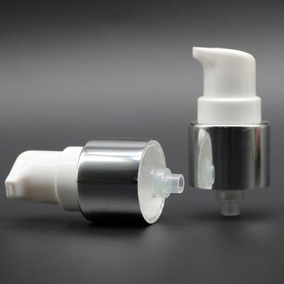 China Non Spill 20/410 Plastic Cosmetic Treatment Lotion Aluminum Silver Cream Pump for sale