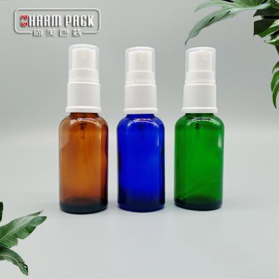 China 15ml 30ml Amber Blue Boston Glass Perfume Refillable Empty Spray Bottle With Refillable Atomizer for sale