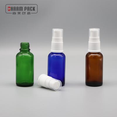 China Personal Cosmetic Packaging 30ml Skin Care Glass Bottle With 18/410 Lotion Cream Pump for sale