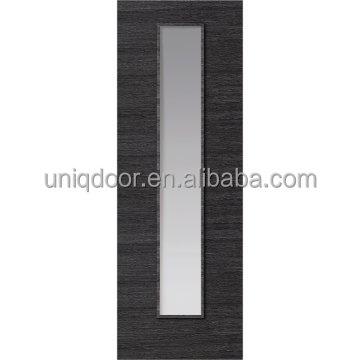 China Decorative Founction Ash Veneered Gray Wooden Door Skin Flush Panel Door With Clear Safety Glass for sale