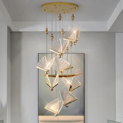 China Large modern Nordic hallway chandelier luxury led lighting simple butterfly pendant chandelier LED chandelier for sale