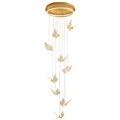 China French Modern Contemporary Home Suspension LED Gold Decorative Adjustable Loft Pendant Lamp Lighting Chandeliers Acryl for sale