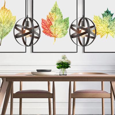 China 2021 Industrial Modern Black Rattan Pendant Globe Lamp Vintage Lights Linear Sphere Chandelier for sale