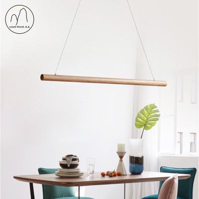 China Nordic modern simple wooden restaurant pendant lights round Northern Europe office solid wood ceiling led personality creative chandelier for sale