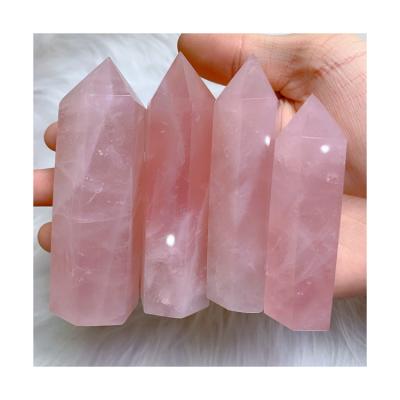 China Wholesale High Quality Natural Point Of Rose Quartz Tower Healing Crystal Gemstone From China For Decoration for sale