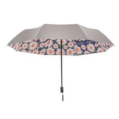 China CLASSIC Titanium Silver Glue Silver Glue Folding Umbrella Double Layer Triple Outdoor Sun Protection Umbrella UV Parasol for sale