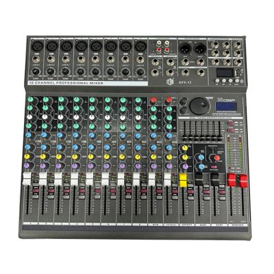 China NO EFX12 12 Channel DJ Controller Professional Digital Console Karaoke Mixer Amplifier Sound Audio System Miniature Audio Mixer for sale