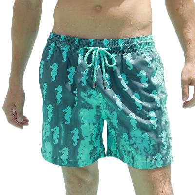 China Custom Logo Men's Breathable Swimwear Change Quick Dry Color Swimwear Short Pants Beach Color Changing Shorts Boardshorts For Swimming Trunks for sale