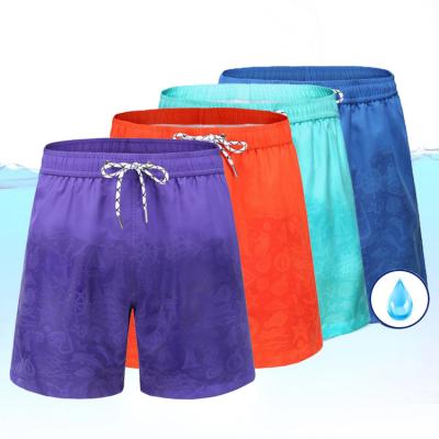 China Wholesale Quick Dry Men's Breathable Water Reactive Printing Swim Shorts Magic Trunks Beach Wear for sale