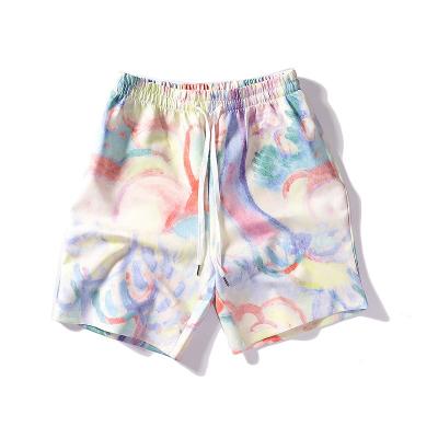 China Breathable In Wholesale Fashion Design Gym Running 100% Cotton Running Full White Tie Dye Shorts For Men for sale