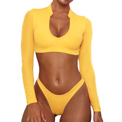 China 2020 New Arrivals NGO Breathable Mesh Sleeve Sexy Bikini Women Two-Piece Swimsuit Cover Up for sale