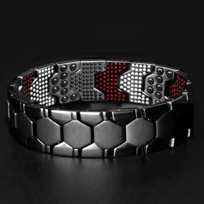 China Casual/Sports Black Pure Titanium Therapy Bracelet Men Energy Germanium Magnet Magnetic Health Bracelet for sale