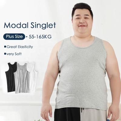 China Breathable Plus Size L-7XL Modal Very Soft Men Invest High Elasticity Summer Solid Low Casual Tank Top for sale