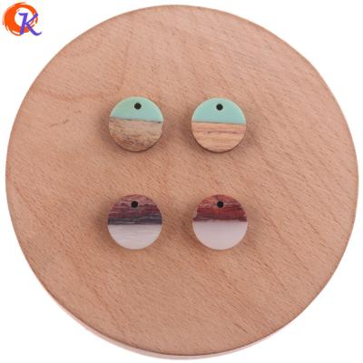 China DIY Jewelry Making Jewelry Accessories Cordial Design 100Pcs 15*15MM Jewelry Accessories Round Shape Hand Made DIY Making Natural Wood With Resin for sale