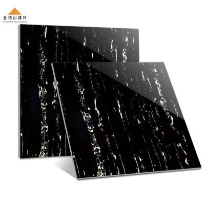 China Modern caitaiyang cheap checked full glazed black marble ceramic porcelain tiles for flooring 80x80 for sale