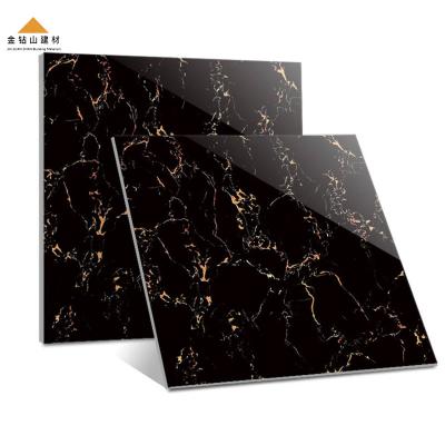 China Full Glazed Caitaiyang Modern Gold Black Marble Flooring Polished Tiles for sale