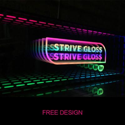 China Infinite magic multicolor 3D layer mirror buildings thousand customs lead the neon sign luminous letters for sale