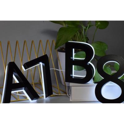 China Buildings Digital House Number 0-9 Stainless Steel Word Signboard Backlight Word Advertising Light Lamp for sale