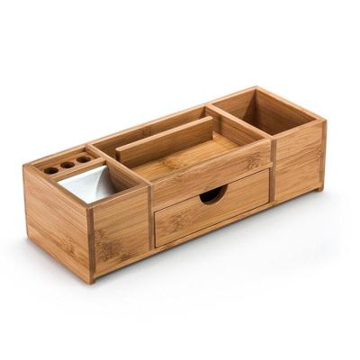 China Organize Office Items High Quality Bamboo Office Small Desk Wooden Desk Organizer with Drawers for sale