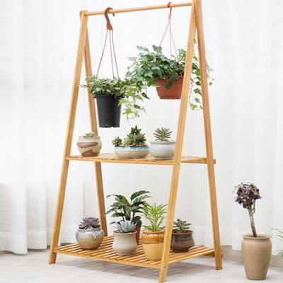 China Eco-friendly Wooden Folding Plant Stand Flower Stand Potted Plant Display Stand for sale