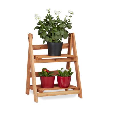 China Minimalist Wooden Pot Folding Plant Stand Flower Stand Plant Display Stand for sale