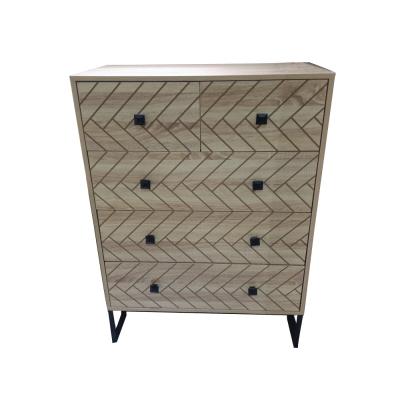 China PANEL wooden nightstand 4 tier chest antique 5 storage drawer with metal legs for sale