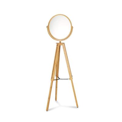 China Sustainable Bamboo Free Standing Mirror Shelf With Extendable Legs for sale