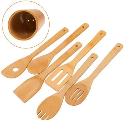 China Kithchen Wooden Bamboo Cutlery Utensils Bamboo Spoon And Forking Cooking Tools for sale