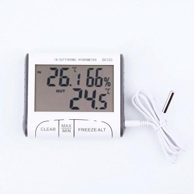 China 82 x 70 x 20mm DC103 Portable Indoor and Outdoor Thermometer Temperature and Humidity Meter with Probe for sale