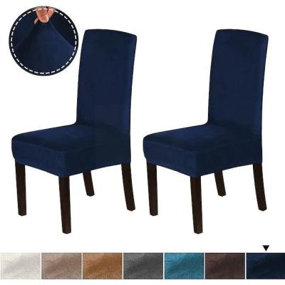 China Durable Soft Velvet Plain Solid Color Dining Chair Cover Stretch Chair Seat Cover For Dining Room Party for sale