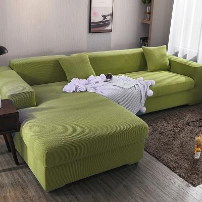 China Durable 4 or 3 Seater Sofa Cover Slipcover L shape White Gray Black Plain Solid Color 3 Seater Sofa Cover for sale