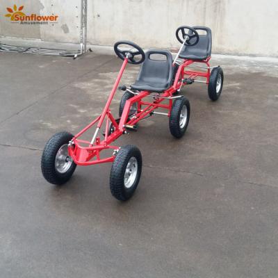 China High quality ABS+ 2 person steel wheel 4 seater red sunflower pedal car go karts for sale