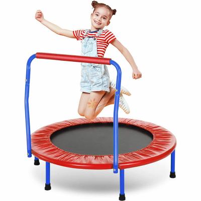 China Without Indoor/Outdoor Trampoline Adjustable Foldable Net Protector Mini Rebounder 36 Inch Handle Trampoline For Kids for sale