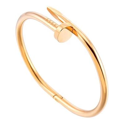 China TRENDY Hot Selling Classic Fashion Branded Women Stainless Steel Gold Nail Bangle Bracelet Jewelry for sale