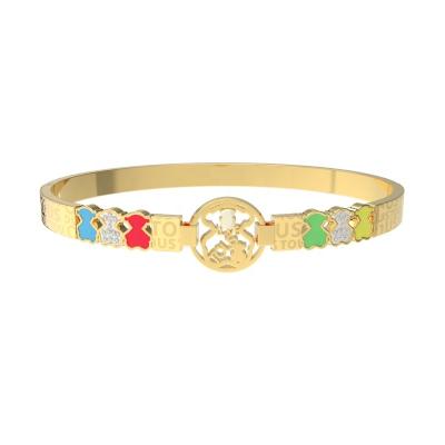 China Latest Design TRENDY Bear Brand Enamel Woman Bracelet Jewelry Gold Stainless Steel Bangle for sale