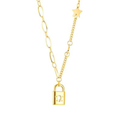 China CLASSIC Jewelry Manufacturer China Special Lock Pendant Fine Gold 316L Stainless Steel Necklace for sale