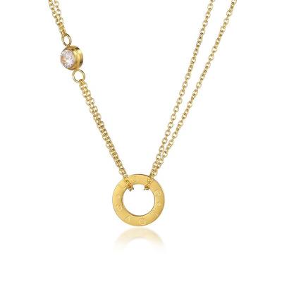 China 2022 CLASSIC Ladies Accessories Circle Love Pendant Gold Plated Stainless Steel Necklace For Women for sale