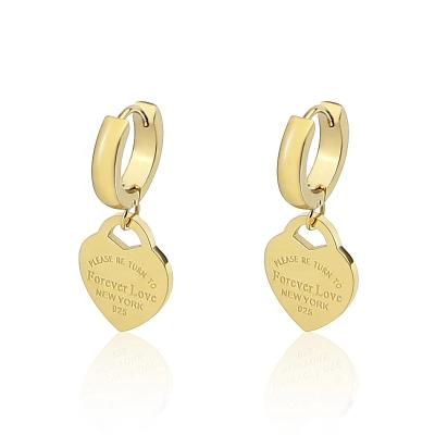 China TRENDY Women Fine Jewelry Fashion Inspirational Stainless Steel Gold Huggie Heart Circle Earrings for sale