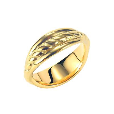 China Wholesale Band Chunky Wide Twist Gold Plated Ring Jewelry Vintage Fashion Stainless Steel Jewelry for sale