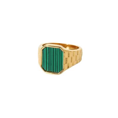 China 316L Stainless Steel Ring Luxury Gold Design Green CLASSIC Top Quality Gemstone Men Ring for sale