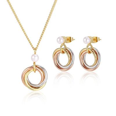 China Latest Design CLASSIC Wedding Exquisite Earrings Set Fine Stainless Steel Fashion Jewelry Set for sale