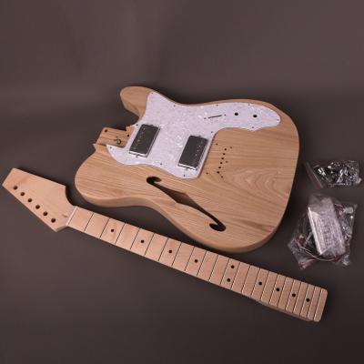 China ASH Semi-Hollow Ash Body F Hole Maple Neck 22 Frets Truss Rod Fit DIY Electric Guitar Kit for sale